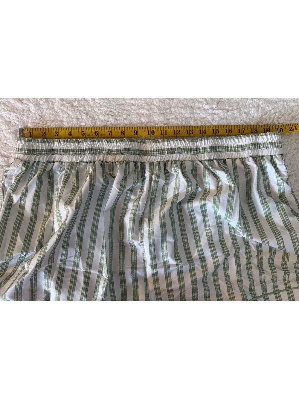 Princess Polly Striped Pajama Shorts Set Size 16 Green and White - Picture 10 of 11
